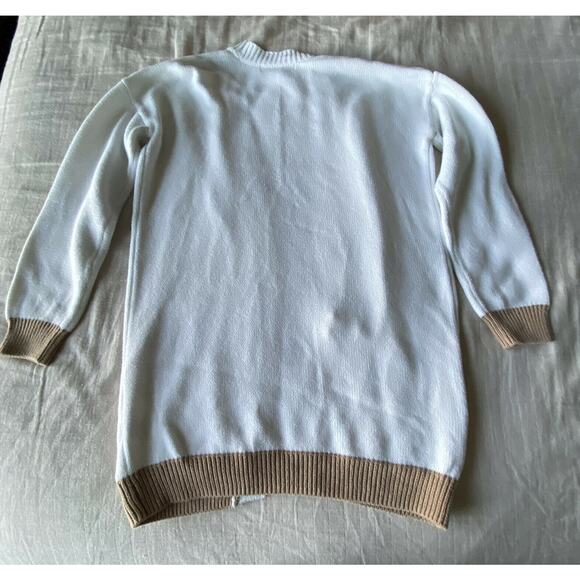 Forever 21 women Open front knit cardigan sweater Color Block Ivory sz Small - Picture 8 of 8